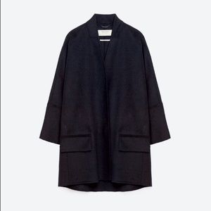 EUC Zara Handmade Oversized Dark Navy Wool Coat L